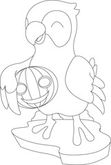 Parrot Halloween Pumpkin Animal Vector Graphic Art Illustration