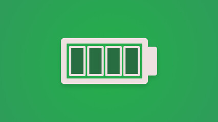 Charged battery horizontal banner illustration icon cartoon style. Charge battery symbol green banner background.