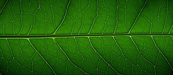 Fototapeta na wymiar close up of a green leaf with fine grain, abstract horizontal background. ecology and environment concept, world earth day
