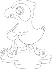 Parrot Scooter Animal Vector Graphic Art Illustration