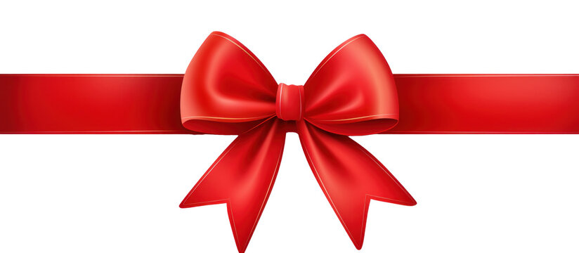 Gift red bow and ribbon isolated on transparent background