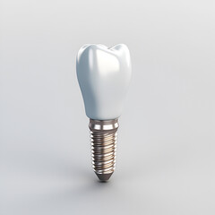 Dental tooth implant with a metal fin is isolated on a white background. concept of prosthetics and implantation in dentistry.
