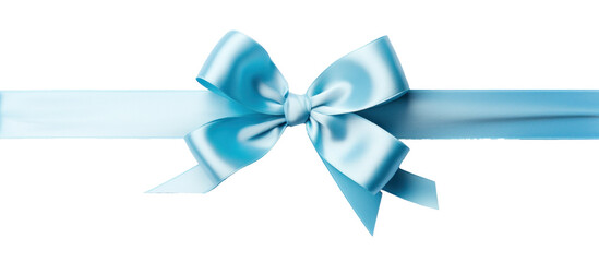 Gift blue bow and ribbon isolated on transparent background