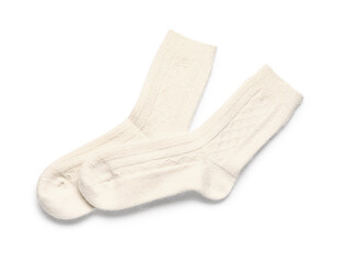 Warm socks on white background