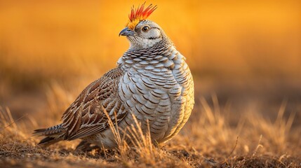Close-up of prairie chicken perching outdoors,
