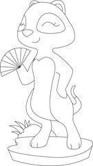 Meerkat Hand fan Animal Vector Graphic Art Illustration