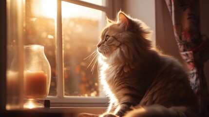 A beautiful cat in a cozy living room.