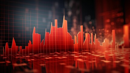 A dynamic economic illustration a red stock market trading graph. - obrazy, fototapety, plakaty