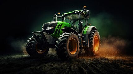 Obraz premium a tractor is plowing a field,