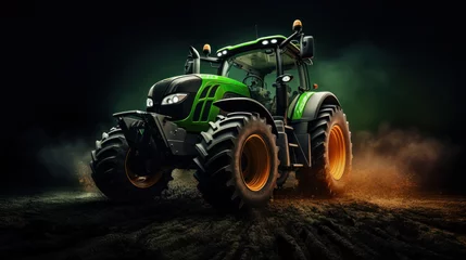 Deurstickers a tractor is plowing a field, © olegganko