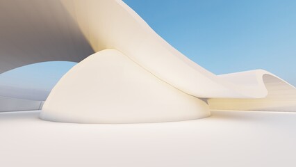 Futuristic minimalist architecture 3d render