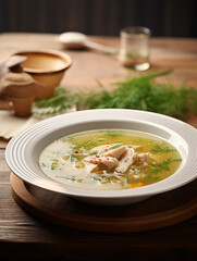 Chicken soup on a plate 