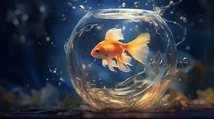 Fotobehang An image of a goldfish in an aquarium. © kept
