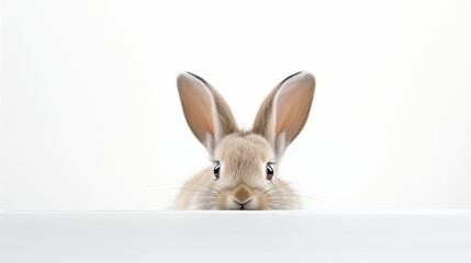 Obraz premium An image of a rabbit peeking out on a white background.