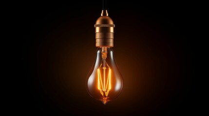 An image with a vintage hanging bulb on a dark wall.
