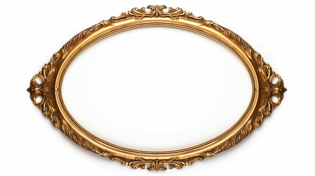 Antique round oval gold picture mirror frame.