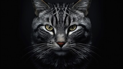 an image of a black and grey striped cat,