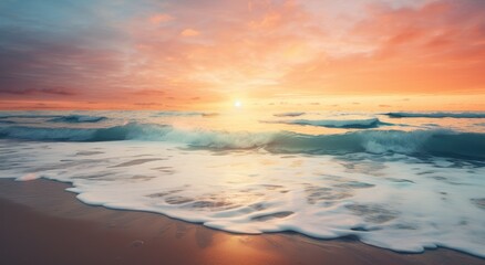 Obraz premium beach at sunset with water in the background,