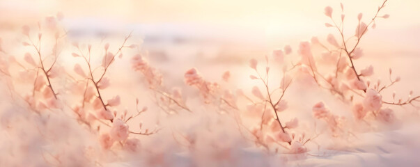 Pink floral background. Banner. Generated AI. Edited in Photoshop