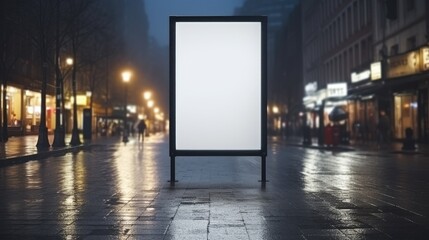 Blank restaurant shop sign or menu board with blank front realistic on a mockup template