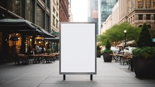 Blank restaurant shop sign or menu board with blank front realistic on a mockup template