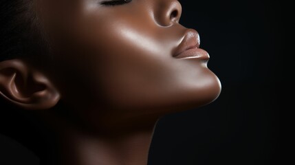 Close up image of a beautiful graceful neck of a female model.