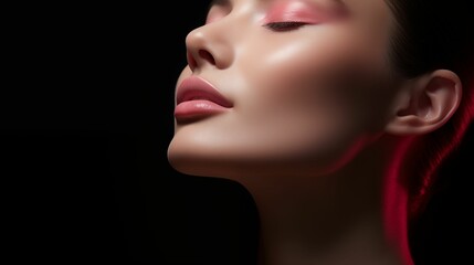Close up image of a beautiful graceful neck of a female model.