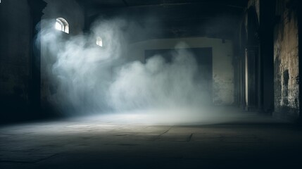 Ethereal smoke over the cement floor.