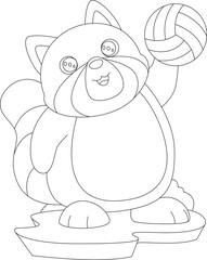 Red Panda Volleyball player Volleyball Sports Animal Vector Graphic Art Illustration
