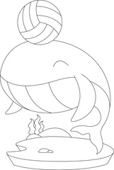 Whale Volleyball player Volleyball Sports Animal Vector Graphic Art Illustration