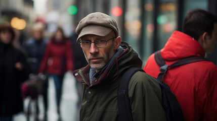 random passerby walking on a city street