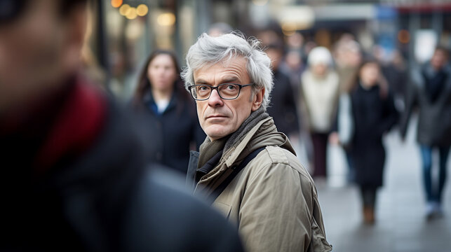 random passerby walking on a city street