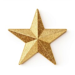 Obraz premium Gold Star on white background isolated. Decoration Christmas tree top gold star. Gold glitter star decoration on top of a Christmas tree with isolated against white
