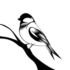 tattoo bird isolated on white background. Black minimalistic bird logo design vector - 689349234