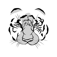black and white tiger face vector tattoo - 689349238