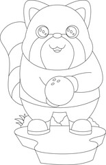 Red Panda Bowling Bowling ball Sports Animal Vector Graphic Art Illustration