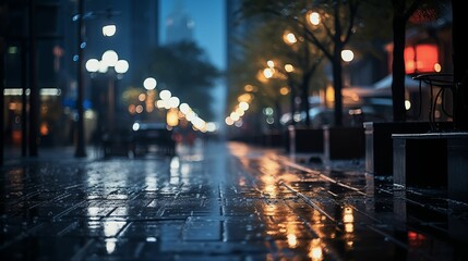 Image of Night city street after rain.