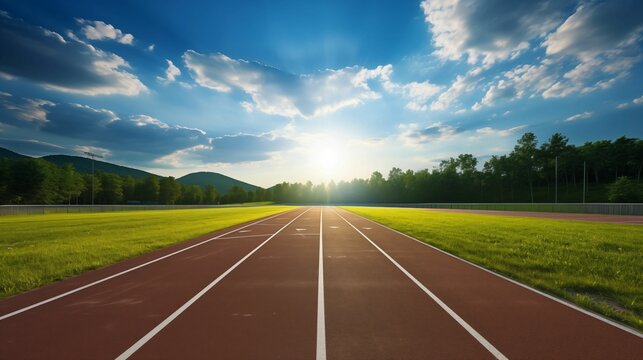 Image of running track, in the glow of natural sunlight.