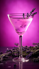 lavender martini cocktail, purple cordial, in the style of nick veasey, edmund leighton, organic material, distinct stylistic range, filippo brunelleschi, soft tonal range, photo-realistic