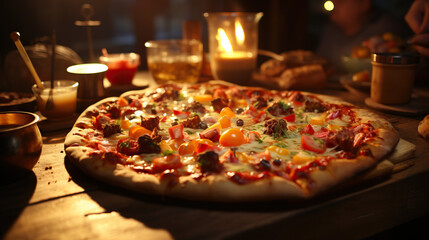 Close-Up of Family Preparing and Enjoying Homemade Pizza Night. Concept of Culinary Togetherness, Homemade Delights, and Family Fun.
