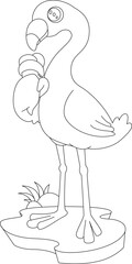 Flamingo Waffle ice cream Animal Vector Graphic Art Illustration