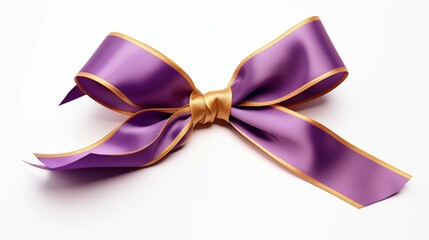 Purple bow on white background.