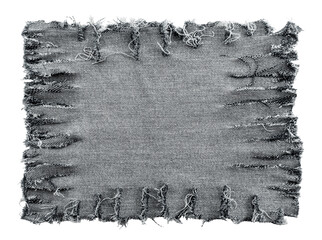 Piece of torn denim on a white background. Denim texture