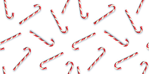Seamless pattern with Christmas candies isolated on on transparent background. Creative minimal...