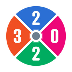 number 2023 in color wheel. 2023 concept for calendar, agenda