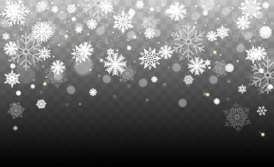 Snow and wind on a transparent background. White gradient decorative element.