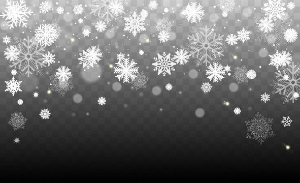 Snow and wind on a transparent background. White gradient decorative element.