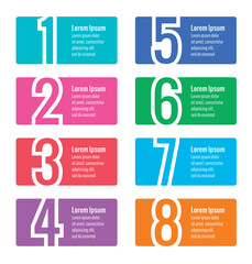 numbers and label template. colorful numbers and colorful cards. eight steps label