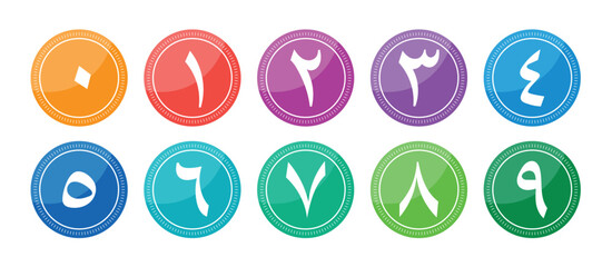 numbers in arabic. arabic numbers in circles