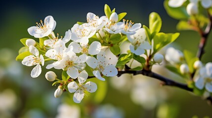Obraz premium White blueberry flowers on fresh spring growth.